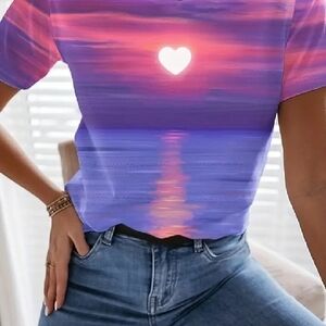 Purple Heart Sunset Women's Tshirt
